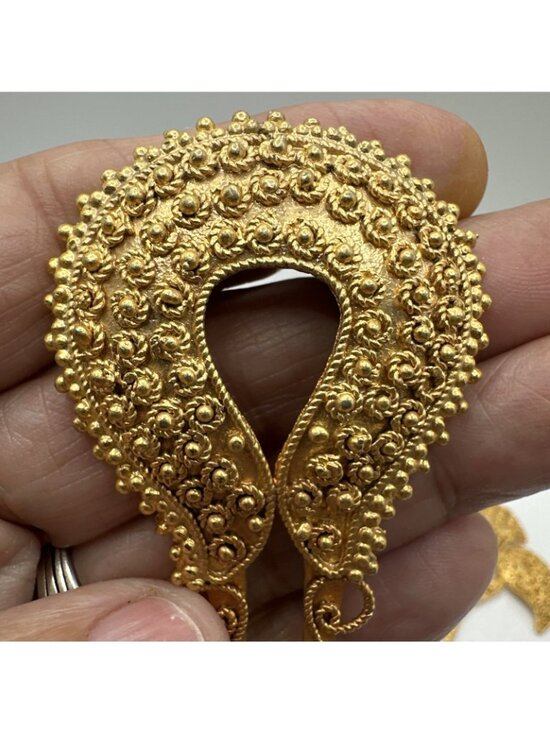 Set Of 3 Bright Gold Tone Ornate Hair Pins Accessories 5.5” Bali Bridal main image 10